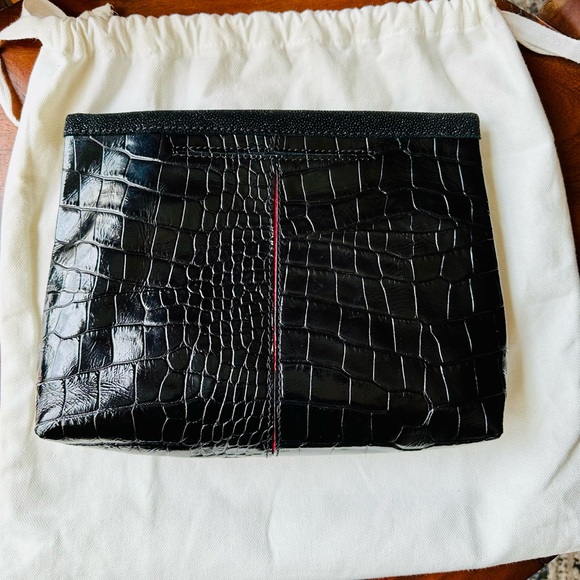 Hammitt *VIP Med-Half Pipe Black Croc & Brushed Sliver Crossbody Purse - Picture 4 of 16